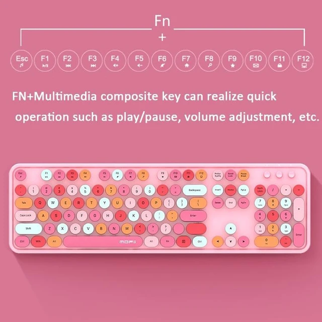 Alt view image 10 of 12 - Mofii Sweet Wireless Keyboard And Mouse Set Girls Punk Keyboard Office Set, Colour: Pink Mixed