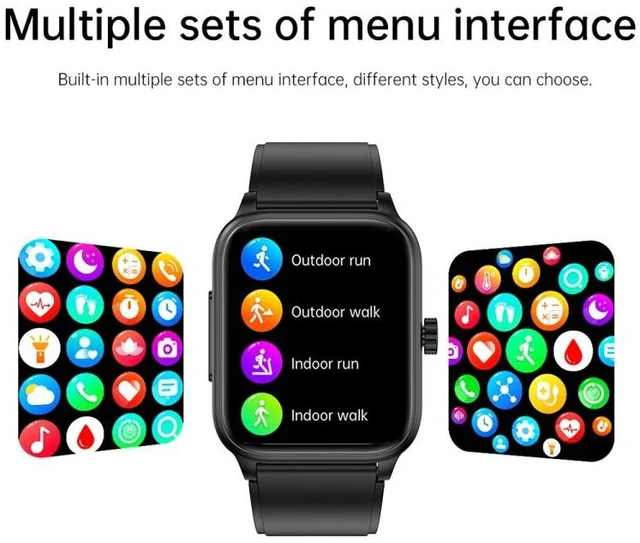 Alt view image 11 of 14 - ET540 1.91 inch IP67 Waterproof Silicone Band Smart Watch, Support ECG / Non-invasive Blood Glucose Measurement ET540 (Blue) (Blue) Black