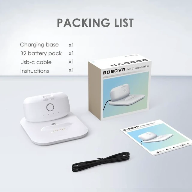 Alt view image 12 of 12 - BOBOVR Twin Charger Station Magnetic Charging Dock for Quest 3 Head Strap B2 Battery Pack