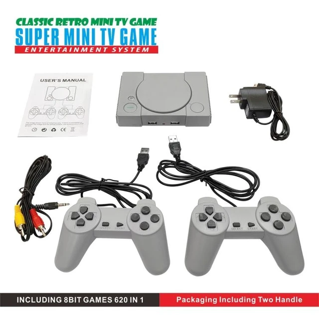 Alt view image 11 of 12 - 8-Bit Mini Double Players TV Game Console Built-in 620 Games PS1 mini (EU Plug) (EU Plug)