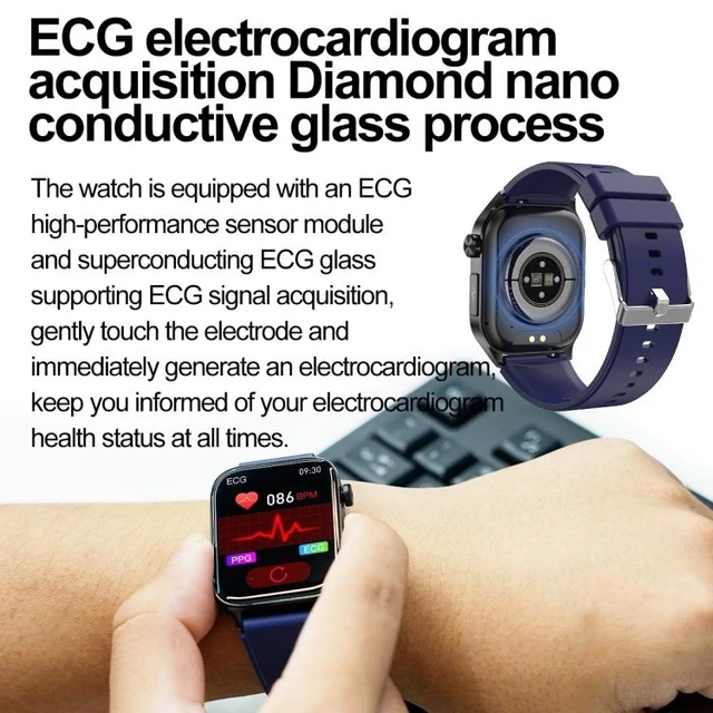 Alt view image 13 of 14 - ET580 2.04 inch AMOLED Screen Sports Smart Watch Support Bluetooth Call / ECG Function (Red Silicone Band) - OEM