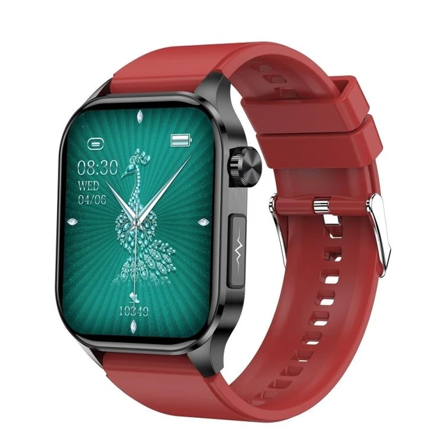 Alt view image 8 of 14 - ET580 2.04 inch AMOLED Screen Sports Smart Watch Support Bluetooth Call / ECG Function (Red Silicone Band) - OEM
