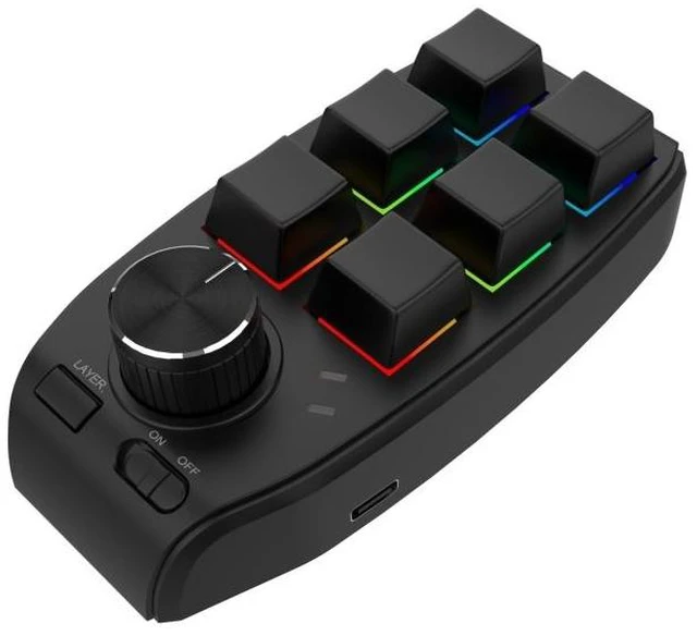 Alt view image 6 of 10 - Bluetooth Wireless RGB Custom Mechanical Keyboard 6 Keys 1 Knob Programming Gaming Keypad