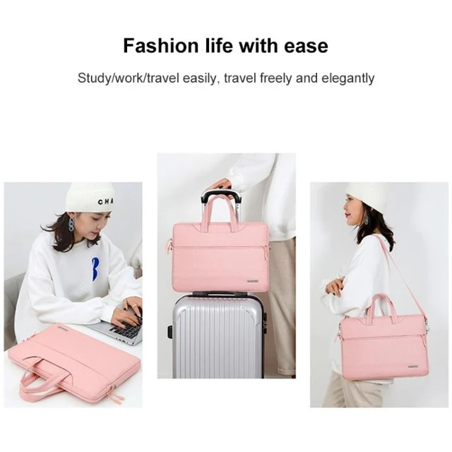 Alt view image 14 of 14 - Handbag Laptop Bag Inner Bag with Shoulder Strap, Size:15.6 inch 15.6 inch (Pink)