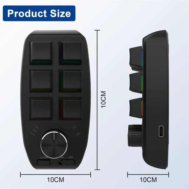 Alt view image 7 of 10 - Bluetooth Wireless RGB Custom Mechanical Keyboard 6 Keys 1 Knob Programming Gaming Keypad