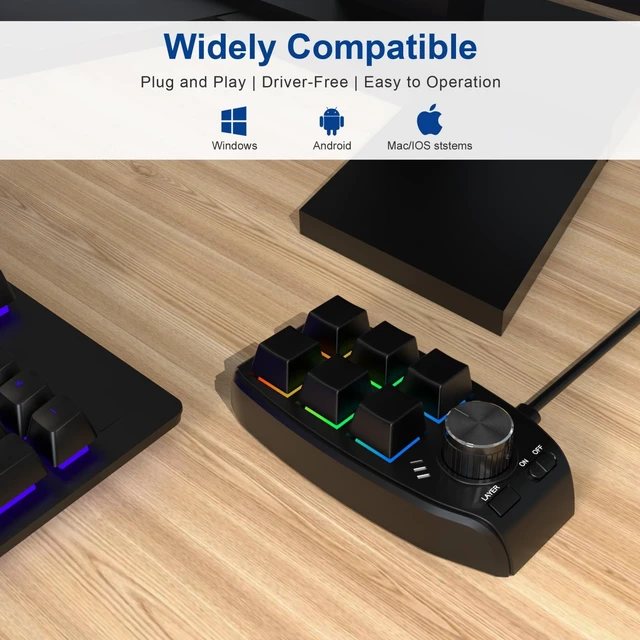 Alt view image 10 of 10 - Bluetooth Wireless RGB Custom Mechanical Keyboard 6 Keys 1 Knob Programming Gaming Keypad