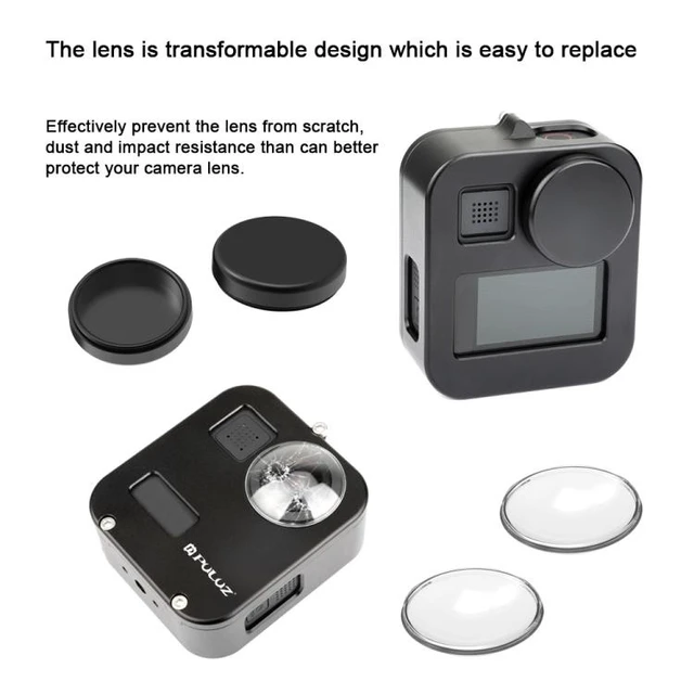 Alt view image 11 of 14 - PULUZ Housing Shell CNC Aluminum Alloy Protective Cage for GoPro Max(Black)