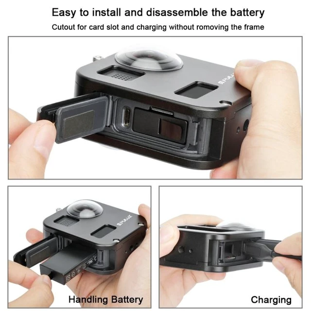 Alt view image 12 of 14 - PULUZ Housing Shell CNC Aluminum Alloy Protective Cage for GoPro Max(Black)
