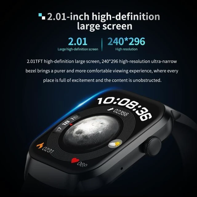 Alt view image 10 of 14 - 2.01 inch Leather Strap Bluetooth Call Smart Watch Support Heart Rate Monitoring / Non-invasive Blood Sugar Leather Strap Black (Black)