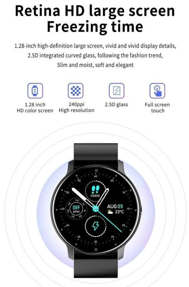 Alt view image 14 of 14 - ZL02 1.28 inch Touch Screen IP67 Waterproof Smart Watch, Support Blood Pressure Monitoring / Sleep Monitoring / Heart Rate Monitoring (Black)