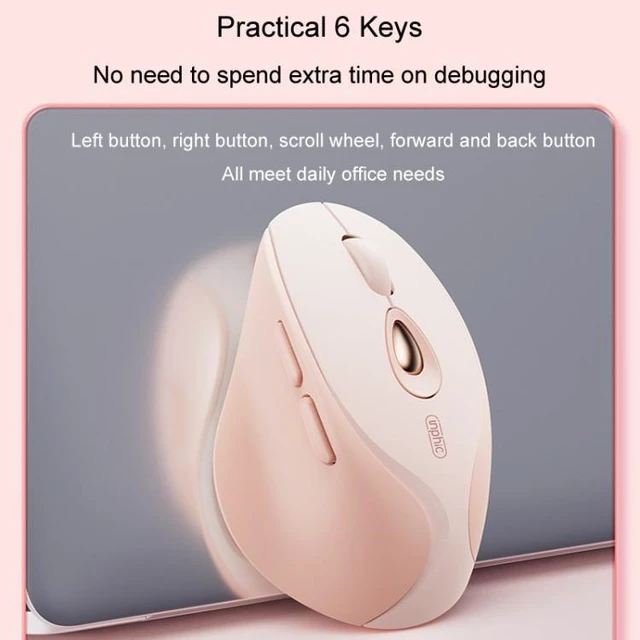 Alt view image 13 of 14 - Inphic DR801 2.4G+Bluetooth 5.0/4.0 Wireless Mouse USB Tri-Mode Mute Rechargeable Girls Office Home Gaming Mouse (Pink)
