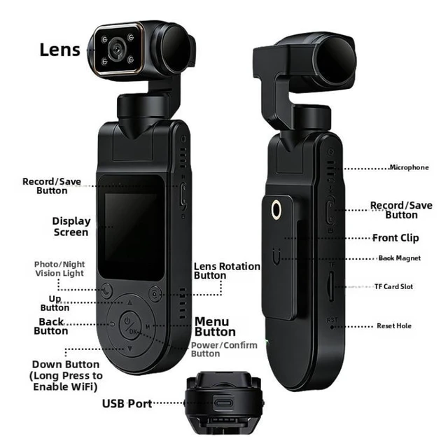 Alt view image 14 of 14 - X20 HD Lens Body Camera Portable Infrared Night Vision Recording Action Camera 1080P+WFIF