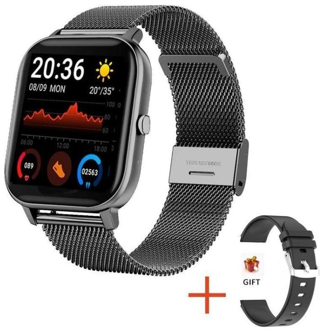 Alt view image 8 of 14 - H10 1.69 inch Screen Bluetooth Call Smart Watch, Support Heart Rate/Blood Pressure/Sleep Monitoring, Color: Black Net+Silicone Black Net+Silicone