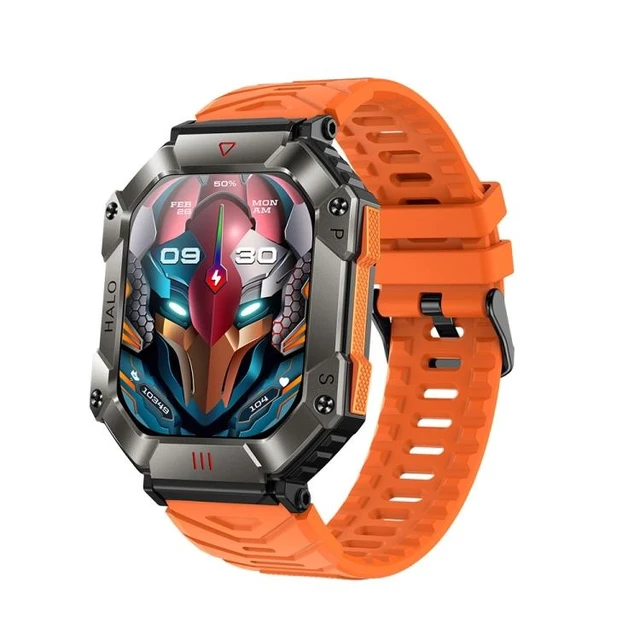 Alt view image 8 of 14 - KR80 2.0 inch BT5.1 IP67 Sport Smart Watch, Support Bluetooth Call / Sleep / Blood Oxygen / Heart Rate / Blood Pressure Health Monitor (Black+Orange)