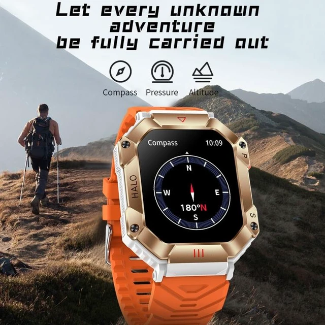 Alt view image 9 of 14 - KR80 2.0 inch BT5.1 IP67 Sport Smart Watch, Support Bluetooth Call / Sleep / Blood Oxygen / Heart Rate / Blood Pressure Health Monitor (Black+Orange)