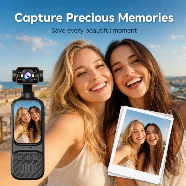Alt view image 14 of 14 - Handheld Vlog Camera With 270-Degree Motorized Rotatable Lens 2.0 Inch Screen Pocket Video Recorder WiFi Sports Action Cam DV07-4K