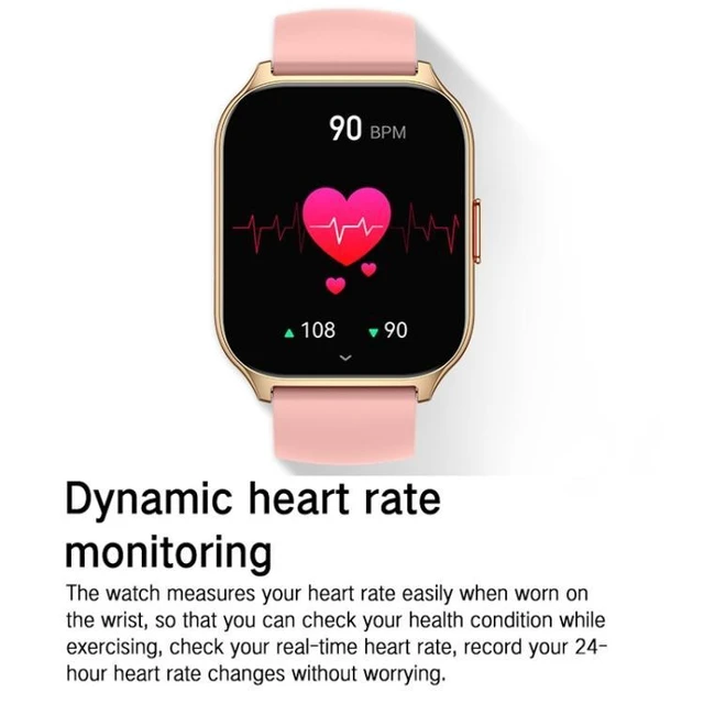 Alt view image 13 of 14 - Blood Oxygen / Sleep / Heart Rate Health Monitoring Smart Watch Square Sports Double Strap Watch Gold Steel+Silicone Pink (Gold Steel+Silicone Pink)