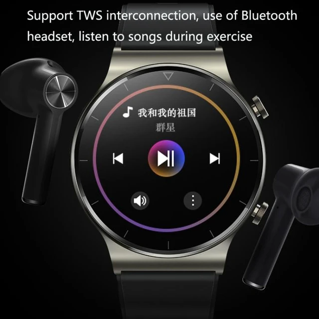 Alt view image 13 of 13 - UM91 TWS Bluetooth Headset Smart Watch MP3 Music Sports Business Bluetooth Call Watch (Black)