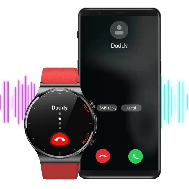 Alt view image 9 of 12 - E300 1.32 Inch Screen Leather Watch Strap Smart Health Watch Supports Body Temperature Monitoring, ECG monitoring blood pressure (Black)