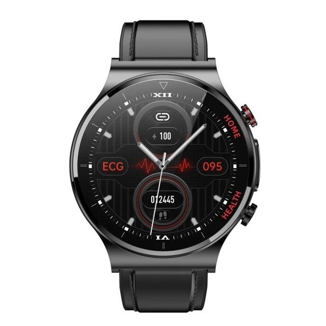Alt view image 12 of 12 - E300 1.32 Inch Screen Leather Watch Strap Smart Health Watch Supports Body Temperature Monitoring, ECG monitoring blood pressure (Black)