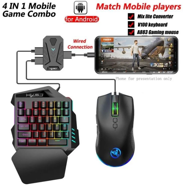 Alt view image 9 of 14 - HXSJ P8+V100+A883 Keyboard Mouse Converter + One-handed Keyboard + Programming Gaming Mouse Set P8+V100+A883
