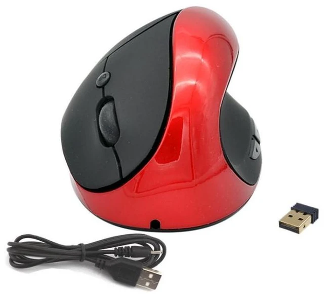 Alt view image 6 of 10 - JSY-03 6 Keys Wireless Vertical Charging Mouse Ergonomic Vertical Optical Mouse(Red)