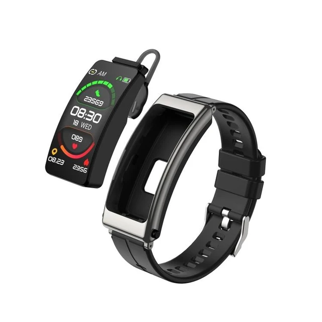 Alt view image 8 of 14 - K13 1.14 inch Silicone Band Earphone Detachable Smart Watch Support Bluetooth Call Silicone Band (Black Silver) (Black Silver)