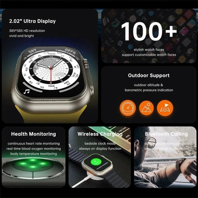 Alt view image 14 of 14 - W800 Ultra 2.02 inch Color Screen Smart Watch,Support Heart Rate Monitoring / Blood Pressure Monitoring (Black)