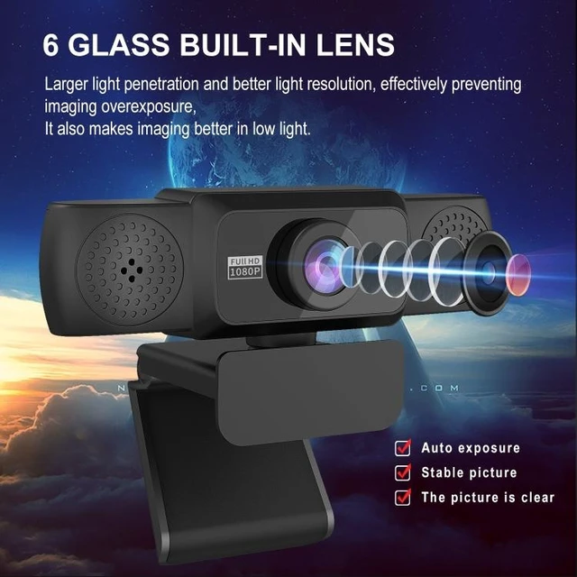Alt view image 14 of 14 - HXSJ S5 1080P Adjustable HD Video Webcam PC Camera with Microphone(Black)