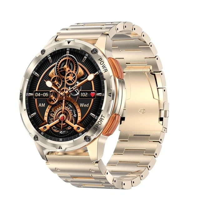Alt view image 8 of 14 - LEMFO AK59 1.43 inch AMLOED Round Screen Steel Strap Smart Watch (Gold)