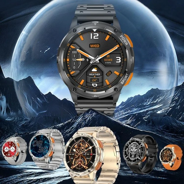 Alt view image 9 of 14 - LEMFO AK59 1.43 inch AMLOED Round Screen Steel Strap Smart Watch (Gold)