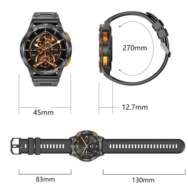 Alt view image 10 of 14 - LEMFO AK59 1.43 inch AMLOED Round Screen Steel Strap Smart Watch (Gold)