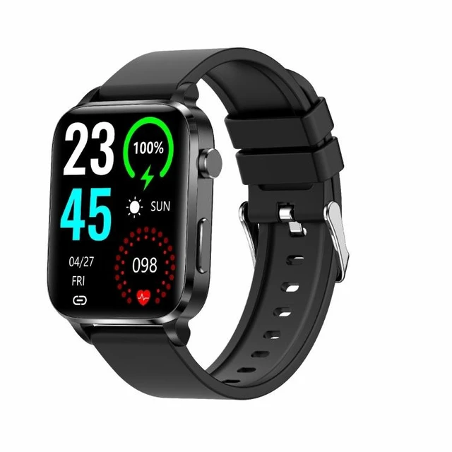 Alt view image 8 of 14 - F100 1.7 inch HD Square Screen TPU Strap Smart Watch Supports Body Temperature Monitoring/Blood Oxygen Monitoring TPU Strap(Black) (Black)