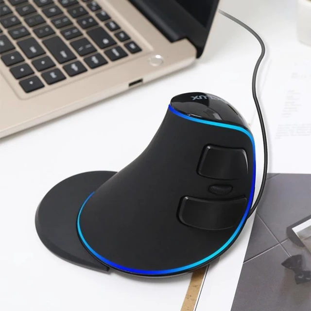 Alt view image 8 of 14 - DELUX M618 Plus Wired Blue Version Optical Mouse Ergonomic Vertical Mouse 1600DPI