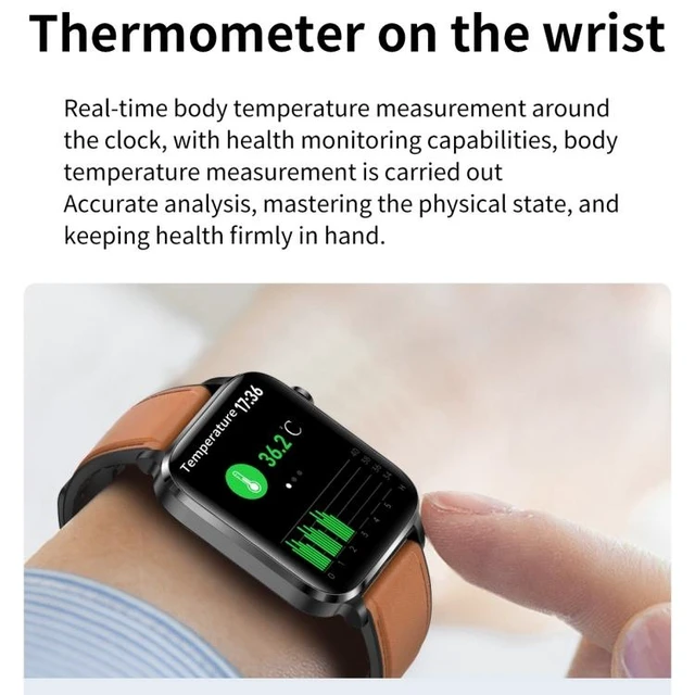 Alt view image 11 of 14 - F100 1.7 inch HD Square Screen TPU Strap Smart Watch Supports Body Temperature Monitoring/Blood Oxygen Monitoring TPU Strap(Black) (Black)