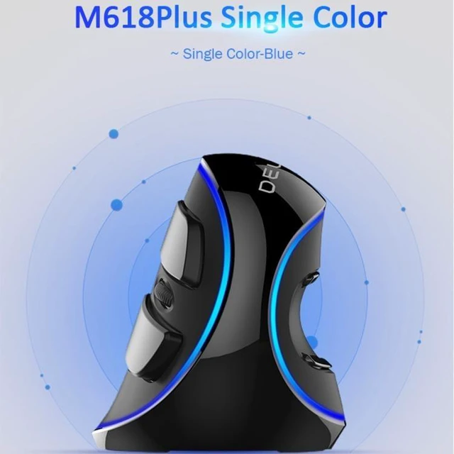 Alt view image 11 of 14 - DELUX M618 Plus Wired Blue Version Optical Mouse Ergonomic Vertical Mouse 1600DPI