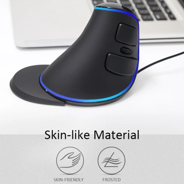 Alt view image 13 of 14 - DELUX M618 Plus Wired Blue Version Optical Mouse Ergonomic Vertical Mouse 1600DPI