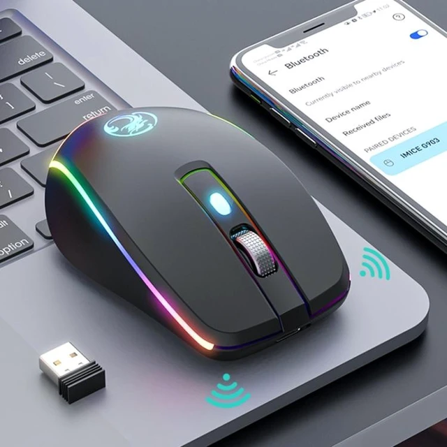 Alt view image 9 of 14 - iMICE G903 Bluetooth Dual Mode 6-key Silent Wireless Gaming Mouse(Silver)