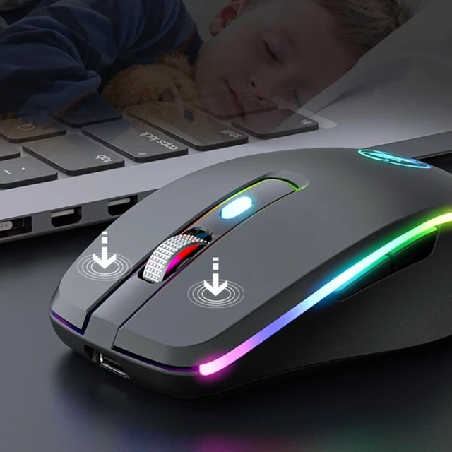 Alt view image 10 of 14 - iMICE G903 Bluetooth Dual Mode 6-key Silent Wireless Gaming Mouse(Silver)