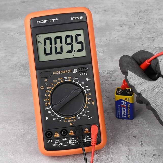 Alt view image 8 of 12 - DT9205P Professional Digital Multimeter Manual Range 1000V 10A AC DC Voltage Meter hFE Ohm Capacitance Continuity Diode Tester