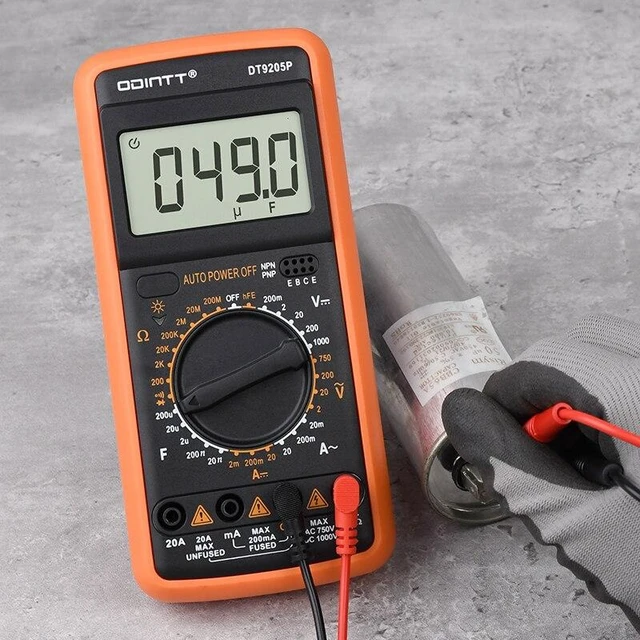 Alt view image 9 of 12 - DT9205P Professional Digital Multimeter Manual Range 1000V 10A AC DC Voltage Meter hFE Ohm Capacitance Continuity Diode Tester