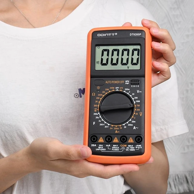 Alt view image 12 of 12 - DT9205P Professional Digital Multimeter Manual Range 1000V 10A AC DC Voltage Meter hFE Ohm Capacitance Continuity Diode Tester