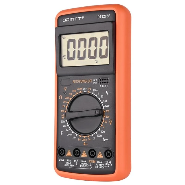 Alt view image 7 of 12 - DT9205P Professional Digital Multimeter Manual Range 1000V 10A AC DC Voltage Meter hFE Ohm Capacitance Continuity Diode Tester