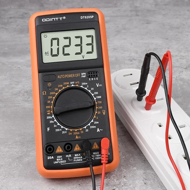 Alt view image 10 of 12 - DT9205P Professional Digital Multimeter Manual Range 1000V 10A AC DC Voltage Meter hFE Ohm Capacitance Continuity Diode Tester