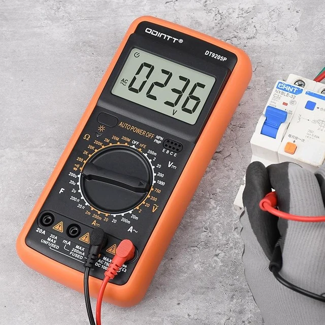 Alt view image 11 of 12 - DT9205P Professional Digital Multimeter Manual Range 1000V 10A AC DC Voltage Meter hFE Ohm Capacitance Continuity Diode Tester