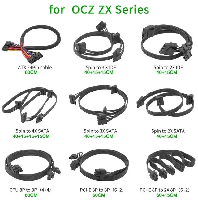 Alt view image 12 of 12 - For OCZ ZX Series 1250W 1000W 850W ZT 750W 650W 550W SATA Peripheral CPU PCI-E 8Pin to 8Pin Power Supply Cable(PCI-E 8Pin to 8Pin)