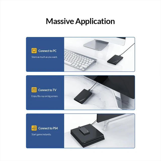 Alt view image 12 of 12 - 2.5 inch SATA to USB 3.1 Gen 1 Type C 5Gbps External HDD SSD Enclosure for 7mm 9.5mm 2.5 inch HDD SSD Smart Sleep(USB C to USB A)