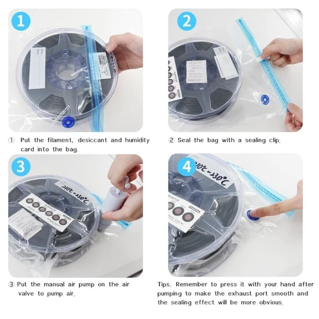 Alt view image 9 of 12 - 3D Printer Consumables Vacuum Sealing Bags Vacuum Pump PLA TPU Material ABS Wire Compression Storage Bag Set(20)
