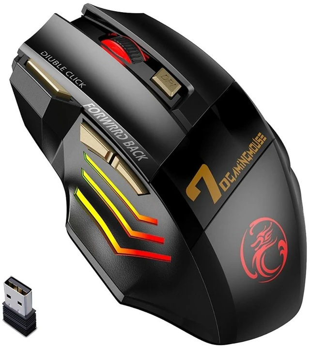 Alt view image 7 of 12 - Wireless Gamer Mouse for Computer 2.4G RGB Rechargeable Gaming Mouse Bluetooth USB Mouse Silent Ergonomic Mice