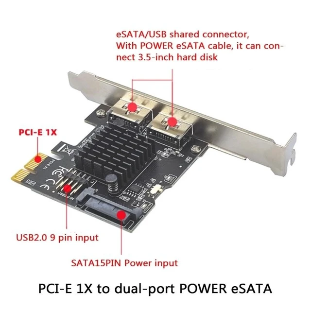 Alt view image 8 of 12 - Pci-e to Dual Port POWER OVER ESATA pci e to Power eSATA USB Expansion Card for Command Queuing Expansion Cards(A)